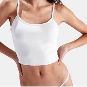 Solid & Striped NWT White Ribbed Cropped Camisole Tank Top Size Large